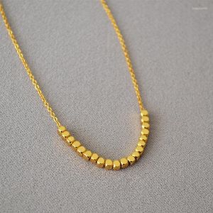 Ketens raylove gestructureerd messing goud vergulde gesneden vierkante kleine gouden kralen sleutelbeen ketting korte ketting