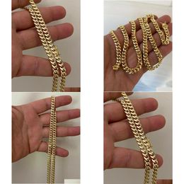 Kettingen Echte 10K Geel Vergulde Mens Miami Cubaanse Link Chain Ketting Dikke 6Mm Box Lock Drop Delivery Sieraden kettingen Hangers Dhztq