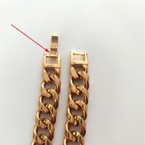 Cadenas Real 14k Fino Oro Sólido GF Doble Curvado Collar de Cadena Cubana Hombres 24 Personalizado 10mm Ancho Espesor Pesado 118G329r