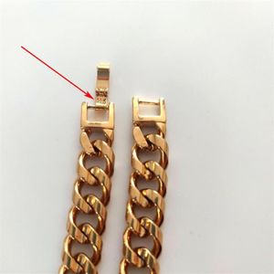 Chaînes Véritable 14K Fine Or Massif GF Double Courbe Cubaine Chaîne Collier Hommes 24 Personnalisé 10mm Largeur Épaisseur Lourd 118G249r