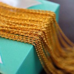 Kettingen Real 18K gouden gedraaide ketting ketting pure solide au750 touw voor vrouwen fijne sieraden cadeau ne006Chains Chainschains