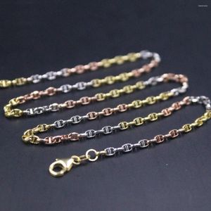 Cadenas Cadena de oro de tono múltiple real de 18 quilates para mujer Collar de eslabones de ancla de 2,5 mm Sello de 43 cm / 17 pulgadas Au750