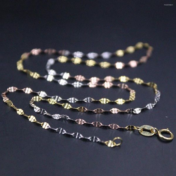 Chaînes véritable chaîne en or multi-tons 18 carats pour femmes femme 1.8mmW collier trèfle 16 pouces longueur timbre Au750