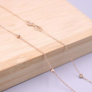 Kettingen Real 18K Roseketen voor vrouwen 2,5 mm gesneden kraal Rolo Link Pure Gold ketting 18inch lengte sieraden luxe cadeau