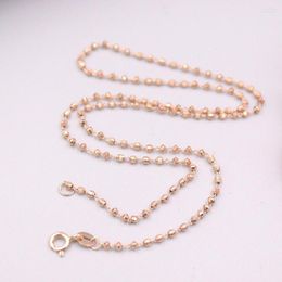 Chaînes véritable chaîne en or rose 18 carats pour femmes femme 2.0mm perles sculptées lien collier 42cm longueur Au750