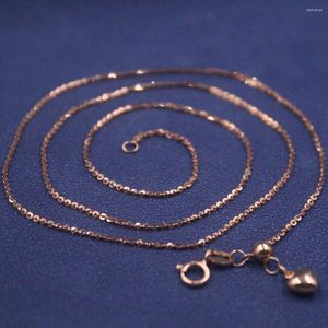 Chaînes véritable chaîne en or rose 18 carats pour femme 1 mm mince Rolo lien coeur ajuster collier longueur 45 cm