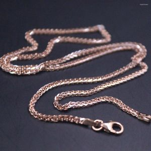 Kettingen Real 18K Rose Gold Chain for Women 1,7 mm tarwekink ketting 45 cm/17,7 inch stempel AU750