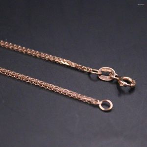 Chaînes véritable chaîne en or rose 18 carats pour femmes 1 mm mince lien de blé câble collier 60 cm/24 pouces timbre Au750
