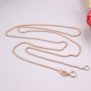 Kettingen Real 18K Rose Gold Chain For Women Female 1,0 mm kleine kralen ketting 40 cm lengte AU750