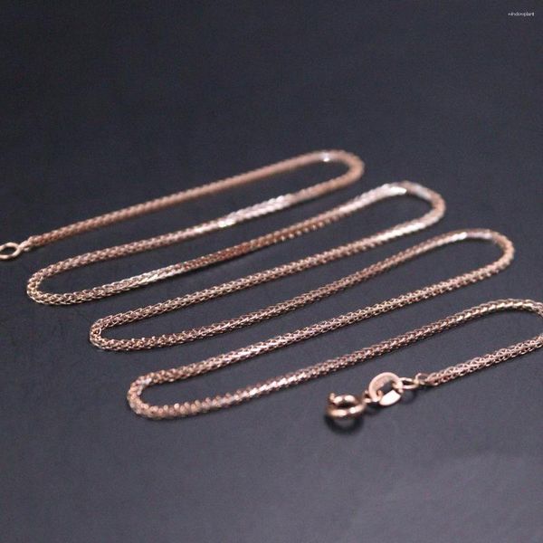 Chaînes Véritable chaîne en or rose 18 carats pour femmes 1,1 mm brillant lien de blé collier de blé 50 cm / 20 pouces timbre au750