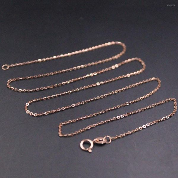 Ketten Echte 18 Karat Roségoldkette für Frauen weiblich 1 mmW dünne Rolo-Halskette 20 Zoll L Geschenkstempel Au750