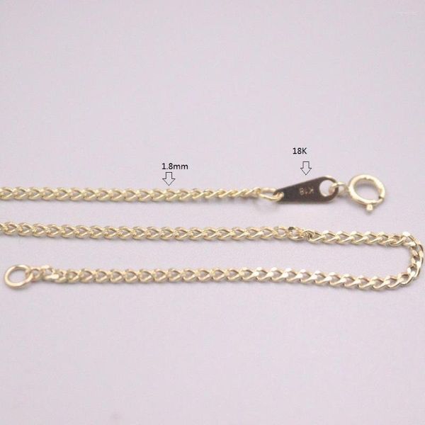 Chaînes véritable 18 carats en or jaune 1,8 mm collier de chaîne à maillons de 18 pouces de longueur timbre