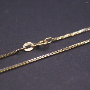 Cadenas Real 18k Cadena de oro amarillo para mujeres 1.1mm Collar de enlace de caja sólida 20 pulgadas Longitud / 4.63g Sello Au750 Prueba de soporte