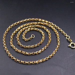 Kettingen Echte 18 K Geel Gouden Ketting Voor Vrouwen Vrouwelijke 2.5mmW Rolo Glanzende Ketting 18L Gift Sieraden Au750 Pure