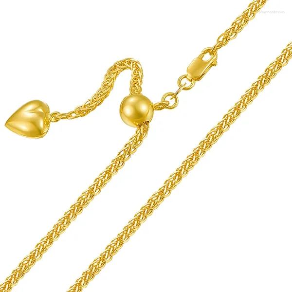 Chaînes véritable 18 carats chaîne en or jaune bijoux pour femmes femelle blé lien timbre au750 peut être réglable colliers