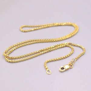 Chaînes Véritable 18K Collier Jaune Pour Femmes 1.8mm Boîte Ronde Chaîne Lien Bijoux Cadeau Haut De Gamme 18 pouces Longueur Timbre Au750