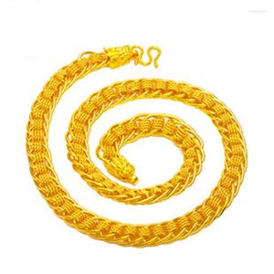 Chaînes Véritable 24K Gold Rempli Chaîne Collier De Luxe Mode Forme Personnalité Personnalité Jaune Couleur Bijoux Pour Hommes Cadeaux Mâle