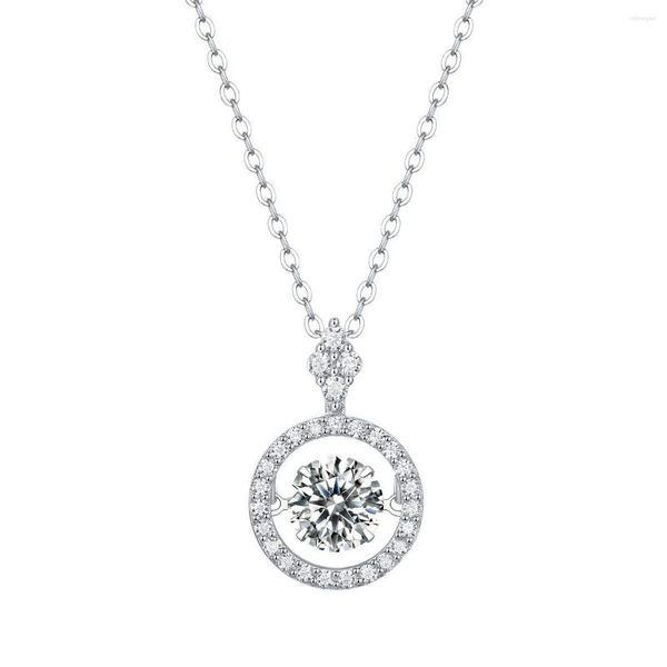 Chaînes Réel 925 Argent 1ct Mousseux Danse D Couleur Moissanite Flottant Diamant Collier Pour Femmes Intemporel Élégance Anniversaire Cadeau