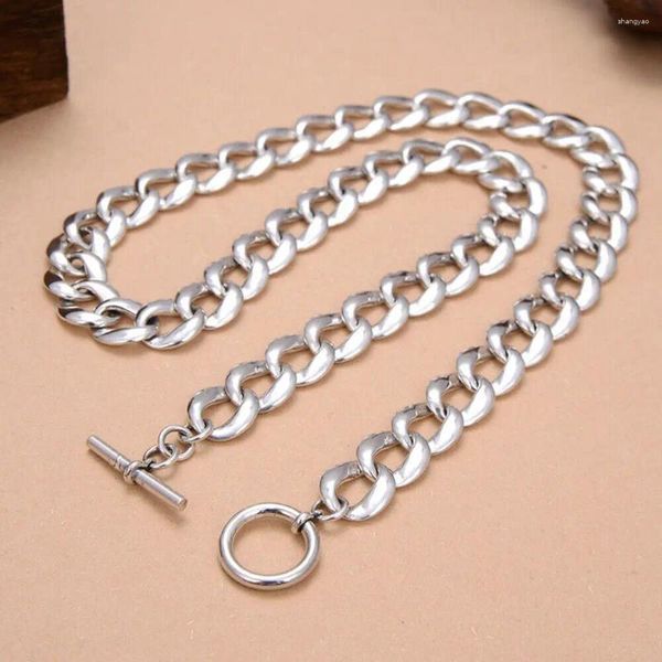 Chaînes Collier en argent sterling 925 véritable, chaîne à maillons de 12 mm, S925, 17,7 