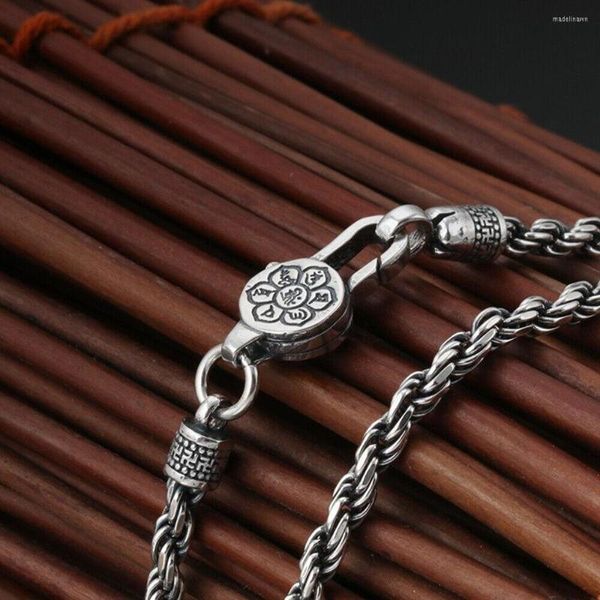 Chaînes en argent sterling 925 véritable collier de chaîne à maillons de corde de 3 mm avec fermoir Vajra