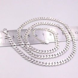 Kettingen Real 925 Sterling Silver 5mm Curb Link Chain Necklace 21.6 "1,97" Extender