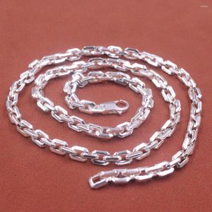 Cadenas Real 925 Cadena de plata esterlina Mujeres Menores 6 mm Cablo de cable cuadrado sólido Collar de 24 pulgadas 68-69G
