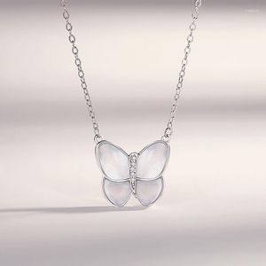 Chaînes réel 925 bijoux en argent sterling légèrement ivre papillon pendentif collier pour femmes conception originale femme accessoires