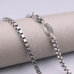 Chaînes Collier en argent sterling 925 véritable Chaîne classique à maillons de boîte de 4 mm 22 pouces Estampillé S925 Fermoir à homardChains