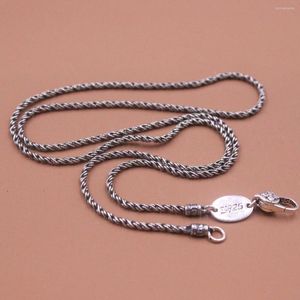 Chaînes Collier en argent sterling 925 pour homme Largeur 2 mm Corde Lien Bijoux vintage 24 pouces