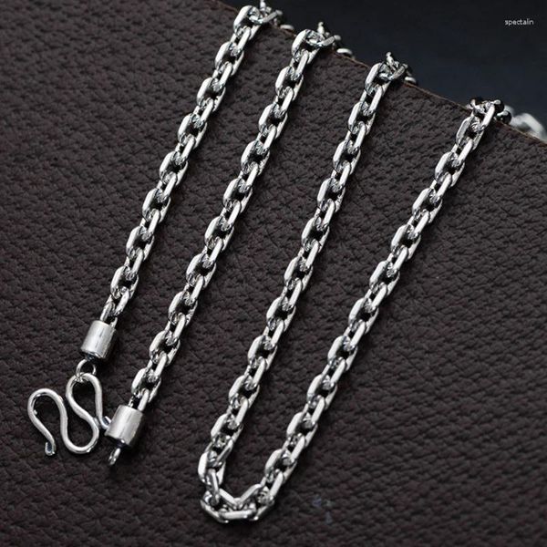 Cadenas Real 925 Collar de plata esterlina Hombres Mujeres 4 mm Cable Cadena de enlace 22-30 pulgadas Longitud Puede elegir