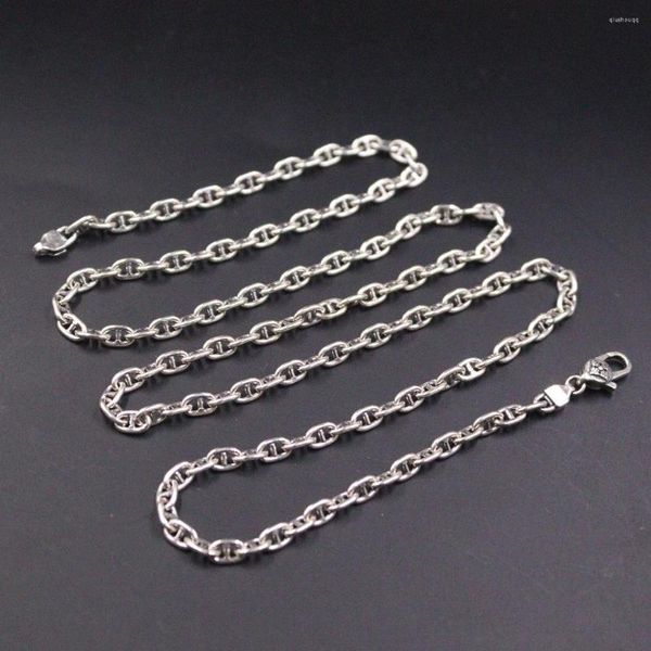 Cadenas Collar de plata esterlina 925 real para mujer Cadena de ancla 3.5mmW Hombre 24inchL