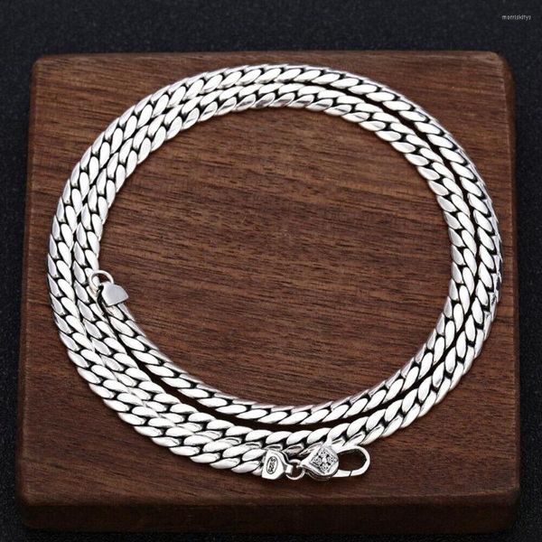 Chaînes véritable collier en argent sterling 925 5 mm chaîne à maillons gourmette Vajra fermoir toutes tailles