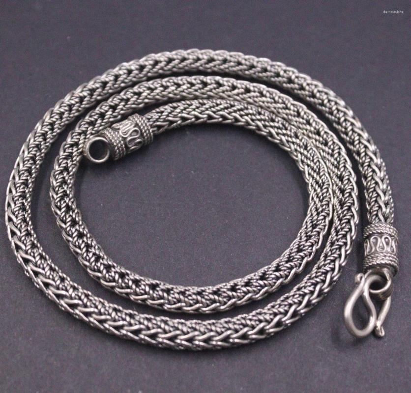 Chains Real 925 Sterling Silver Necklace Women Men 6mm Round Wheat Link Chain 20inch /64.5g