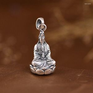 Chaînes en argent fin 999 véritable, pendentif de la déesse Kwan-yin, 1.57 pouces