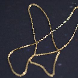 Chains Real 9K Gold Chain Collier Classic Simple O Design Pure Au375 pour les femmes Fine Jewelry Cadeau
