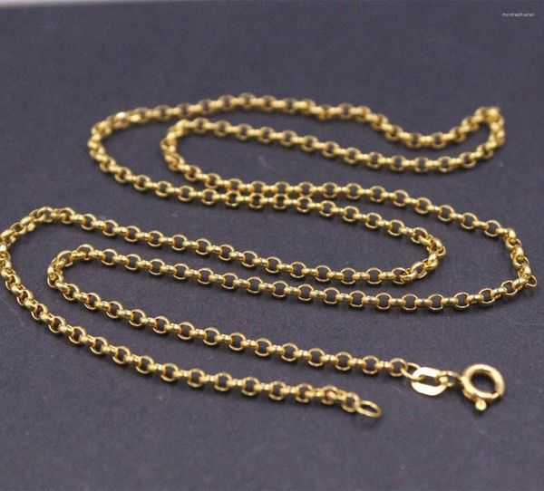 Cadenas Real Au750 Puro Sólido 18K Cadena de oro amarillo Hombres Mujeres 2.5mm Rolo Cable Enlace Collar 4-4.2G Sello de 22 pulgadas