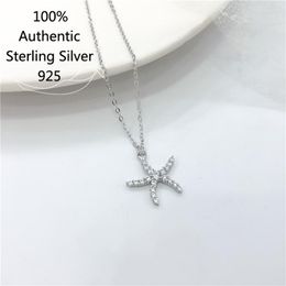 Cha￮nes Real Line Star Fish Collar de Plata 925 Cha￮ne de collier pendentif en argent sterling pour femmes collares para mujer bijoux 2022