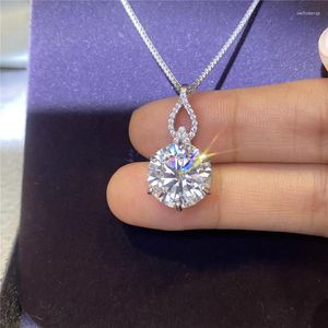 Kettingen Echte Moissanite hanger ketting 6ct 8ct D kleur vvs lab gemaakt 925 silve toegewijde vrouw verloving bruiloft luxe sieraden