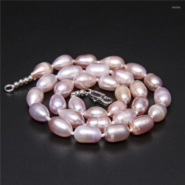 Chaînes véritables perles baroques naturelles colliers classique d'eau douce violet perlé Chocker chaîne bijoux fins pour les femmes cadeaux de mariage