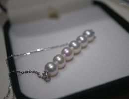 Cadenas Collar de perlas reales 6.5-7mm 925 Sterling Silver Balance Runway Vestido Hiphop Rare Glam Japón Moda coreana