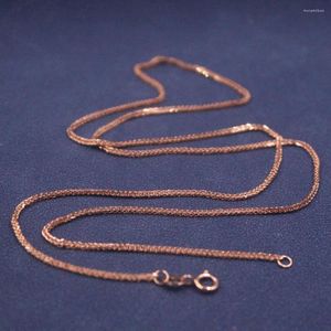 Chains Real Pure 18K Rose Gold Chain Femmes Lucky 1,1 mm Collier de blé 50 cm / 2,9-3g