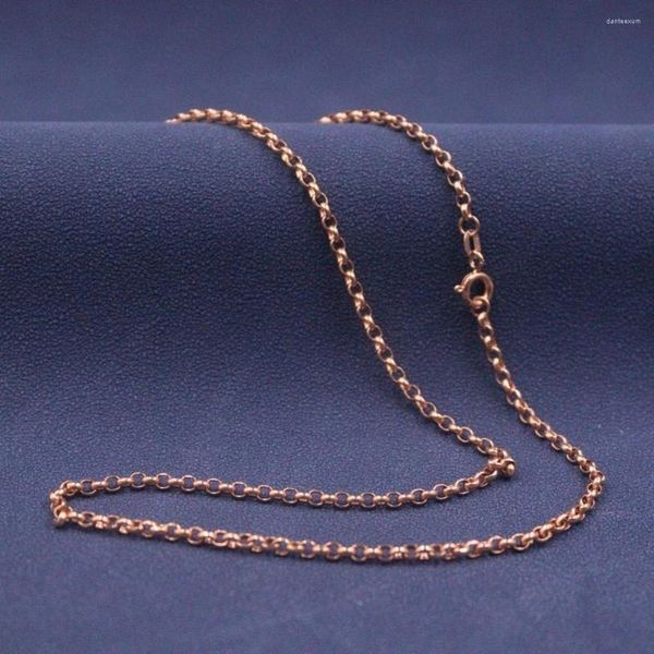 Chaînes Véritable Pure Chaîne en or rose 18 carats Femmes 2,5 mm Câble Rolo Link Collier 55 cm / 4,1-4,3 g