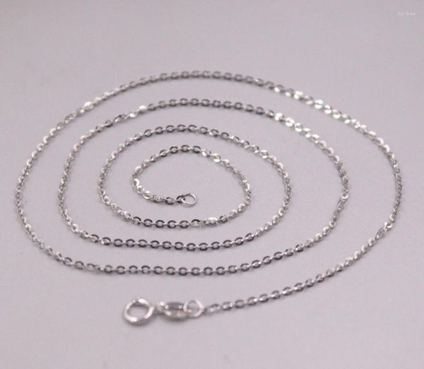 Chains Real Pure 18K White Gold Chain Femmes Lucky 1,5 mm O Collier de liaison 1,93 g / 50 cm