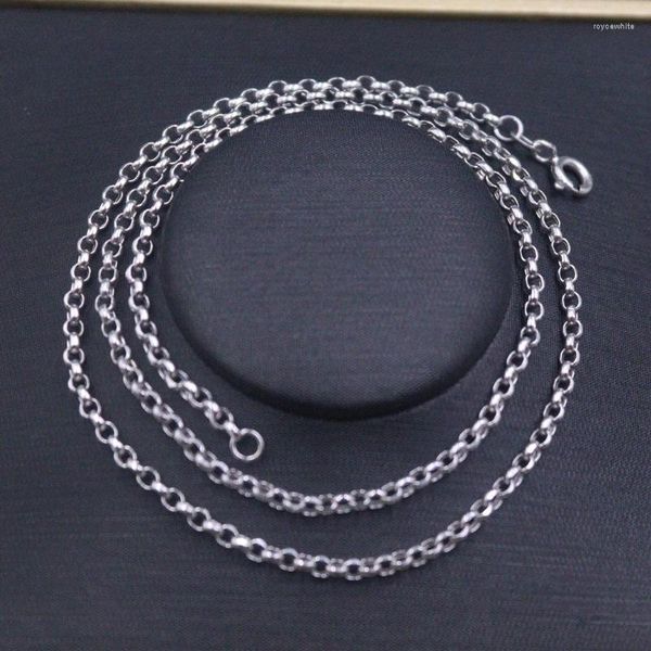 Chaînes Véritable Pure Chaîne en or blanc 18 carats Femmes 2,5 mm Câble Rolo Link Collier 45 cm / 3,2-3,4 g