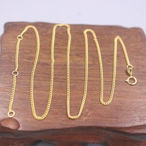 Chaînes Véritable pur 18K chaîne en or jaune 1.5mm lien réglable collier pour femmes cadeau chanceux 3.5-3.7g/45cmchaînes