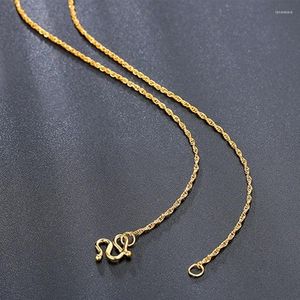 Chaînes véritable pur 999 24K or jaune chaîne largeur 1.2mm torsadé charnière lien collier femmes cadeau chanceux 40-45cm