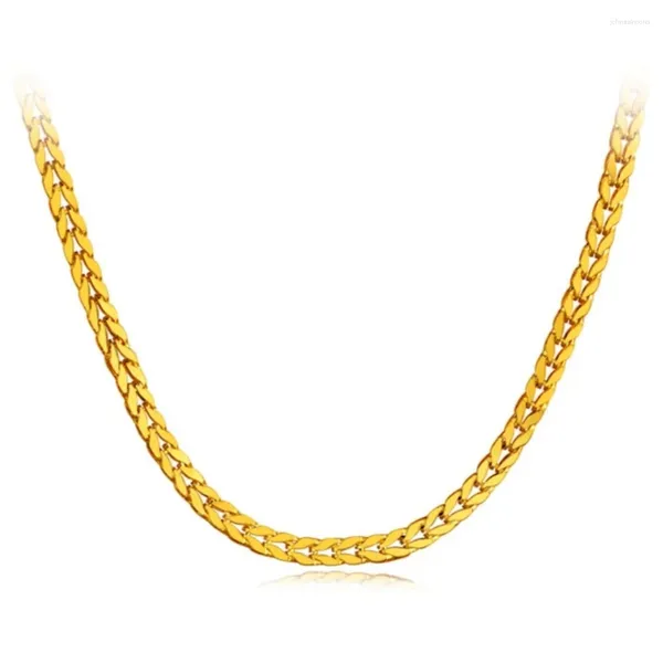 Chaînes Véritable pur 999 24K chaîne en or jaune chanceux 2.8mm collier de sétaire de blé 4.9g/17.7 pouces