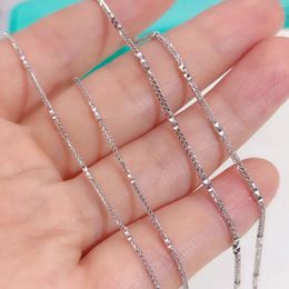 Chains Real Pure Platinum 950 Chaîne Femmes Lucky 1 mm Blé Long Perles Link Collier 2,65 g / 43 cm