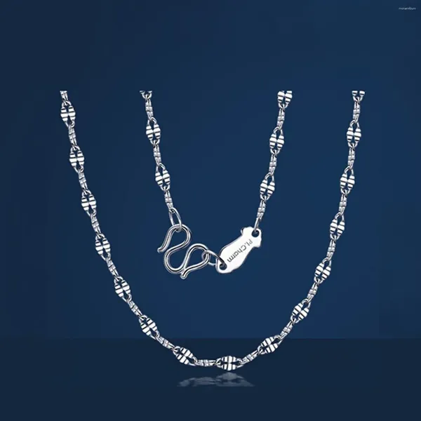 Chaînes Véritable Pure Platinum 950 Chaîne Femmes Lucky Cadeau Sculpté Lèvres Lien Collier 2.3g / 45cm