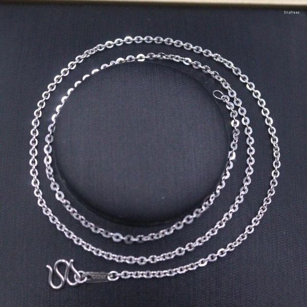 Chaînes Véritable Pure Platinum 950 Chaîne Femmes Cadeau Lucky 1.8mm O Link Collier 5.8-6g / 41cm